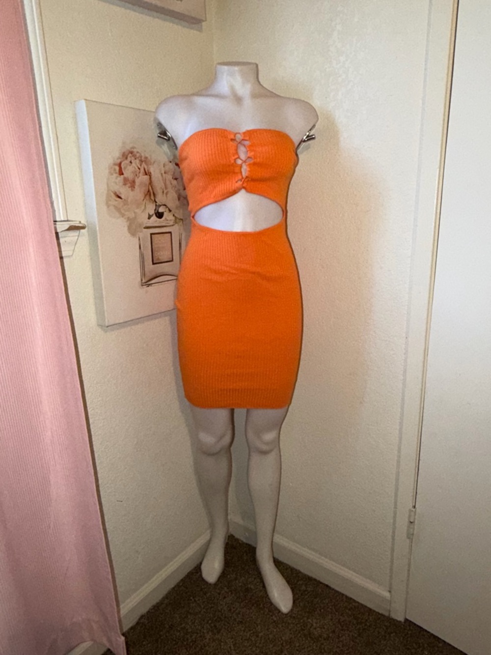 Stella Laguna Beach Orange Strapless Cutout Bodycon Dress